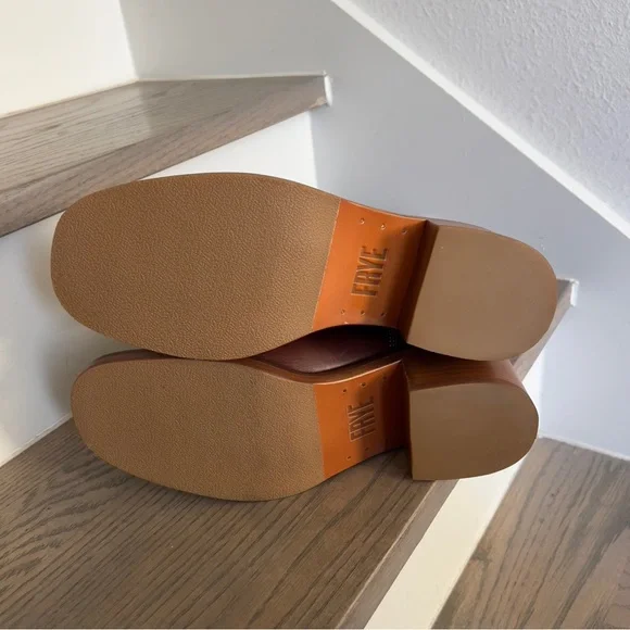 NWOB Frye Free People Kate Deco Stich Embroidered Stitch Boots in Auburn Brown - Picture 8 of 9